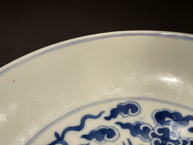 清光绪 青花对头凤纹盘 - 图5